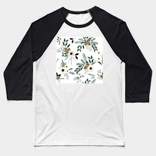 Copy of Winter Floral - White Baseball T-Shirt